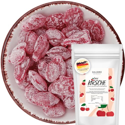 Saliamo | 200g Frucht Bonbons - Kirsche Geschmack - Kirschbonbons - Retro Fruchtbonbons - Bonbons wie früher - Jahrmarkt Bonbons - Deutsche Manufaktur von Saliamo