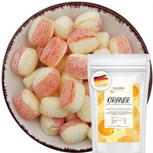Saliamo | 200g Frucht Bonbons - Vanille Orange Geschmack - Retro Fruchtbonbons - Bonbons wie früher - Jahrmarkt Bonbons - Deutsche Manufaktur von Saliamo