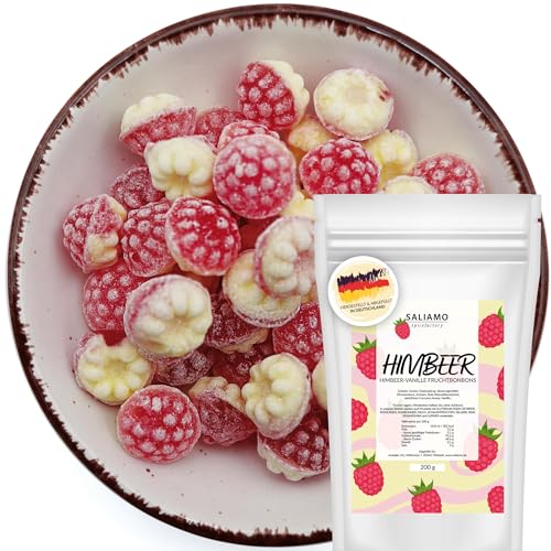 Saliamo | 200g Frucht Bonbons - Himbeere Vanille Geschmack - Retro Fruchtbonbons - Bonbons wie früher - Jahrmarkt Bonbons - Deutsche Manufaktur Saliamo | 200g Frucht Bonbons - Himbeere Vanille Geschmack - Retro Fruchtbonbons - Bonbons wie früher - Jahrmarkt Bonbons - Deutsche Manufaktur von Saliamo
