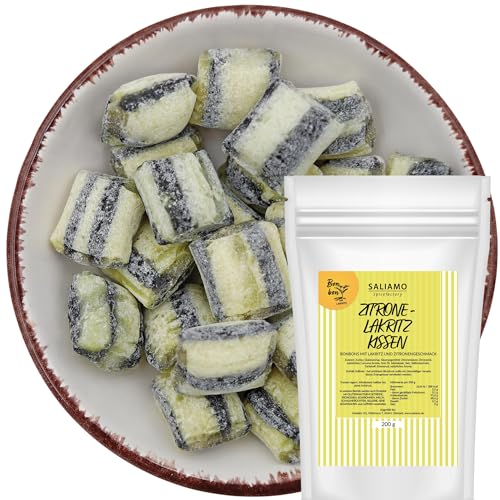 Saliamo | 200g Lakritz Bonbon, Zitronen Lakritze Bonbons mit Zitrone Geschmack, Retro Süßigkeit - Bonbons wie früher - Jahrmarkt Bonbons - Deutsche Manufaktur Saliamo | 200g Lakritz Bonbon, Zitronen Lakritze Bonbons mit Zitrone Geschmack, Retro Süßigkeit - Bonbons wie früher - Jahrmarkt Bonbons - Deutsche Manufaktur von Saliamo