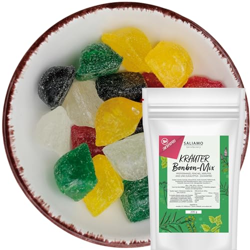 Saliamo | 200g Zuckerfreie Bonbons - Kräuter Bonbons Mischung - voller Geschmack - Bonbon ohne Zucker - mit Isomalt - zuckerfrei - Deutsche Manufaktur Saliamo | 200g Zuckerfreie Bonbons - Kräuter Bonbons Mischung - voller Geschmack - Bonbon ohne Zucker - mit Isomalt - zuckerfrei - Deutsche Manufaktur von Saliamo