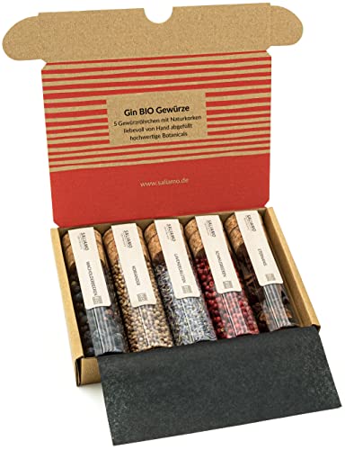 Saliamo | Bio Gin Gewürze - 5 Premium Gewürze-Set - Gewürzset hochwertig verpackt - ideales Geschenkset für Gin Liebhaber von Saliamo