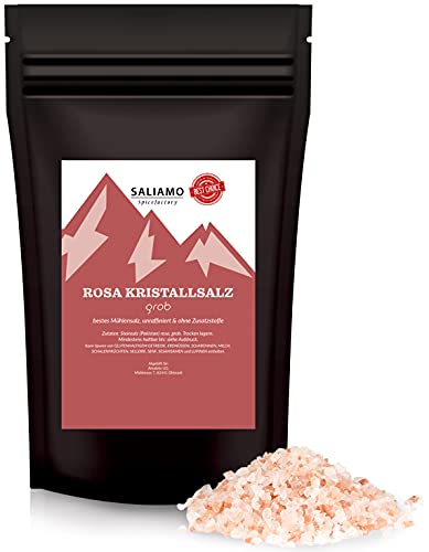 1000g Saliamo Rosa Kristallsalz - Steinsalz grob - auch als rosa Himalaya Salz bekannt - aus Salt Range Pakistan - 2-4 mm große Salzkörner von Saliamo