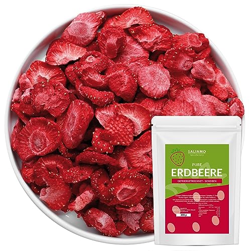 Saliamo | gefriergetrocknete Erdbeeren - Scheiben - Erdbeeren getrocknet 300g - Erdbeerchips - pure Frucht - 100 % Erdbeeren von Saliamo