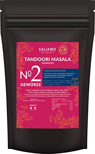 250g Tandoori Masala Gewürzmischung, gemahlen, Indisches Gewürz intensiv-würzig, geeignet für Geflügel, Reis, Hackfleisch, Grillgewürz, zum marinieren und einlegen von Fisch Fleisch Gemüse | Saliamo von Saliamo