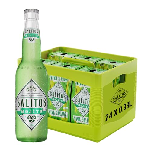 SALITOS MOJITO Biermix, 24 x 0,33l Glas Mehrwegflaschen im Kasten, enthält 6 x 4er Pack, Biermischgetränk mit Limette, frischer Minze & Rum-Note, 5,0% Vol. – erfrischender Mojito Geschmack von Salitos