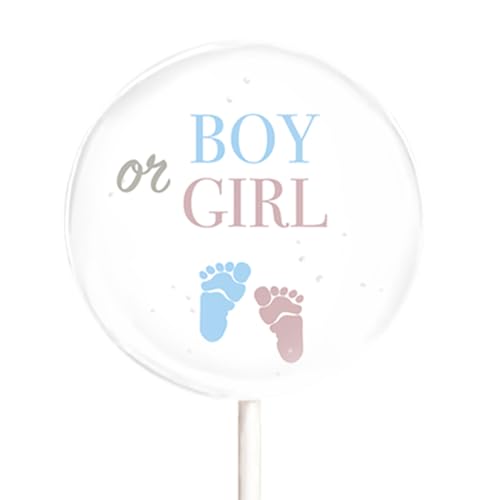 Personalisierte Motiv-Lollis - Thema Babyparty – Mit Namen oder Initialen (3,3cm, Gender Reveal Babyfüße) von Salon Buck