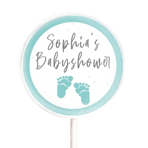 Personalisierte Motiv-Lollis - Thema Babyparty – Mit Namen oder Initialen (5cm, Babyfüße) von Salon Buck