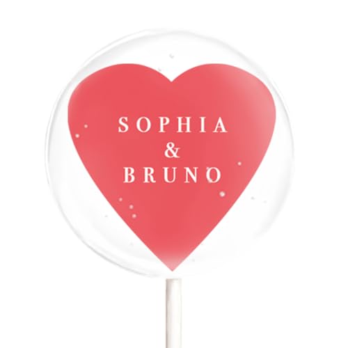 Personalisierte Motiv-Lollis - Thema Hochzeit – Mit Namen oder Initialen (3,3cm, I heart you) von Salon Buck