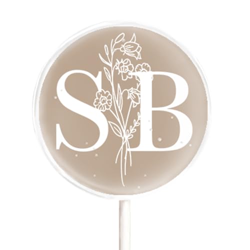 Personalisierte Motiv-Lollis - Thema Hochzeit – Mit Namen oder Initialen (3,3cm, The Bohemian) von Salon Buck