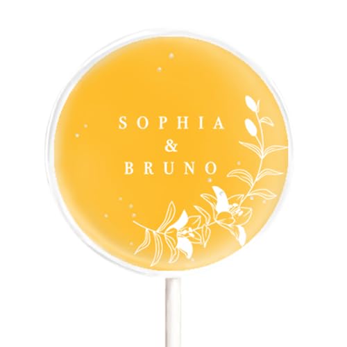 Personalisierte Motiv-Lollis - Thema Hochzeit – Mit Namen oder Initialen (5cm, Fleurs de Lilia) von Salon Buck
