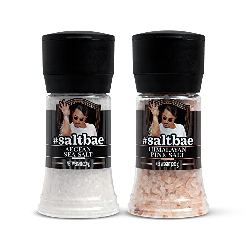 SaltBae® Duo Pack Gewürzsalz - 2 Stück hochwertiges Salzgewürze für jeden Heimkoch oder Grillmeister - ideal als Geschenkset für BBQ-Partys - Ägäisches Meersalz + Himalaya-Salz Meersalz von SaltBae