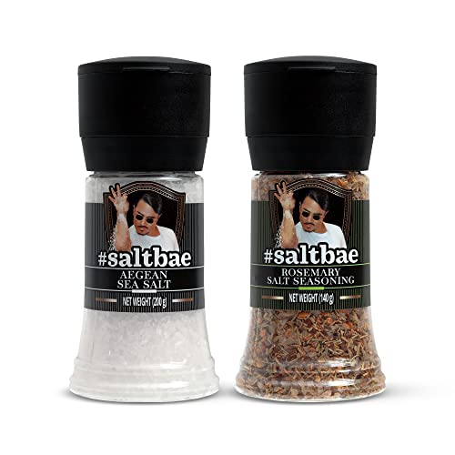 SaltBae® Duo Pack Gewürzsalz - 2 Stück hochwertiges Salzgewürze für jeden Heimkoch oder Grillmeister - ideal als Geschenkset für BBQ-Partys - Ägäisches Meersalz + Rosmarinsalz von SaltBae