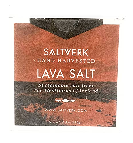 Saltverk Salt - Meersalzflocken mit Aktivkohle gefärbt | Sea Salt Flakes | 125 g | schwarzes, isländisches Feinschmecker-Salz von Saltverk