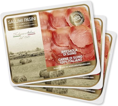 Bresaola di Suino, Bresaola vom Schwein Salumi Pasini® | 3 vorgeschnittene Becher | je 70 gr | gluten- und laktosefrei von Salumi Pasini