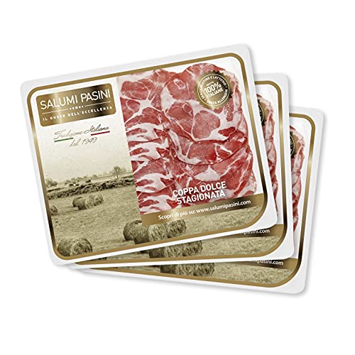 Coppa Dolce Stagionata Salumi Pasini® | 3 vorgeschnittene Becher | je 80g | Gluten- und Laktosefrei | La Tradizione von Salumi Pasini