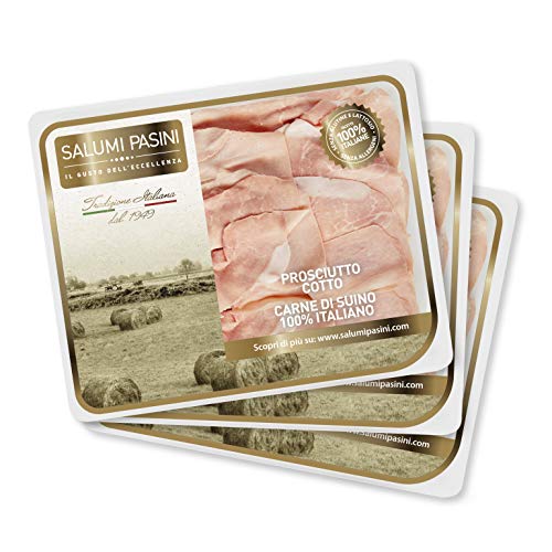 Prosciutto Cotto Salumi Pasini® | Kochschinken | Linie die Klassiker | Dreierpack | Fertig geschnittene Scheiben | Abgepackt | 90 g pro Verpackung von Salumi Pasini