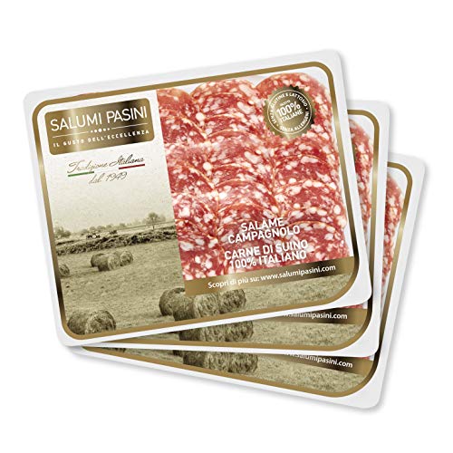 Salame Campagnolo, linie Piaceri Quotidiani, 3 aufgesschnitten in der schale, Salumi Pasini, 70 gr cad. Salame Campagnolo, linie Piaceri Quotidiani, 3 aufgesschnitten in der schale, Salumi Pasini, 70 gr cad. von Salumi Pasini