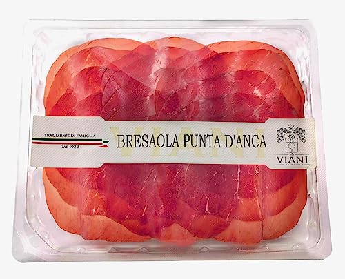 Salumificio Viani Bresaola Punta D'anca di manzo luftgetrockneter Rinderschinken dünn geschnitten - Aufschnitt 100g aus der Toskana Salumificio Viani Bresaola Punta D'anca di manzo luftgetrockneter Rinderschinken dünn geschnitten - Aufschnitt 100g aus der Toskana von Salumificio Viani