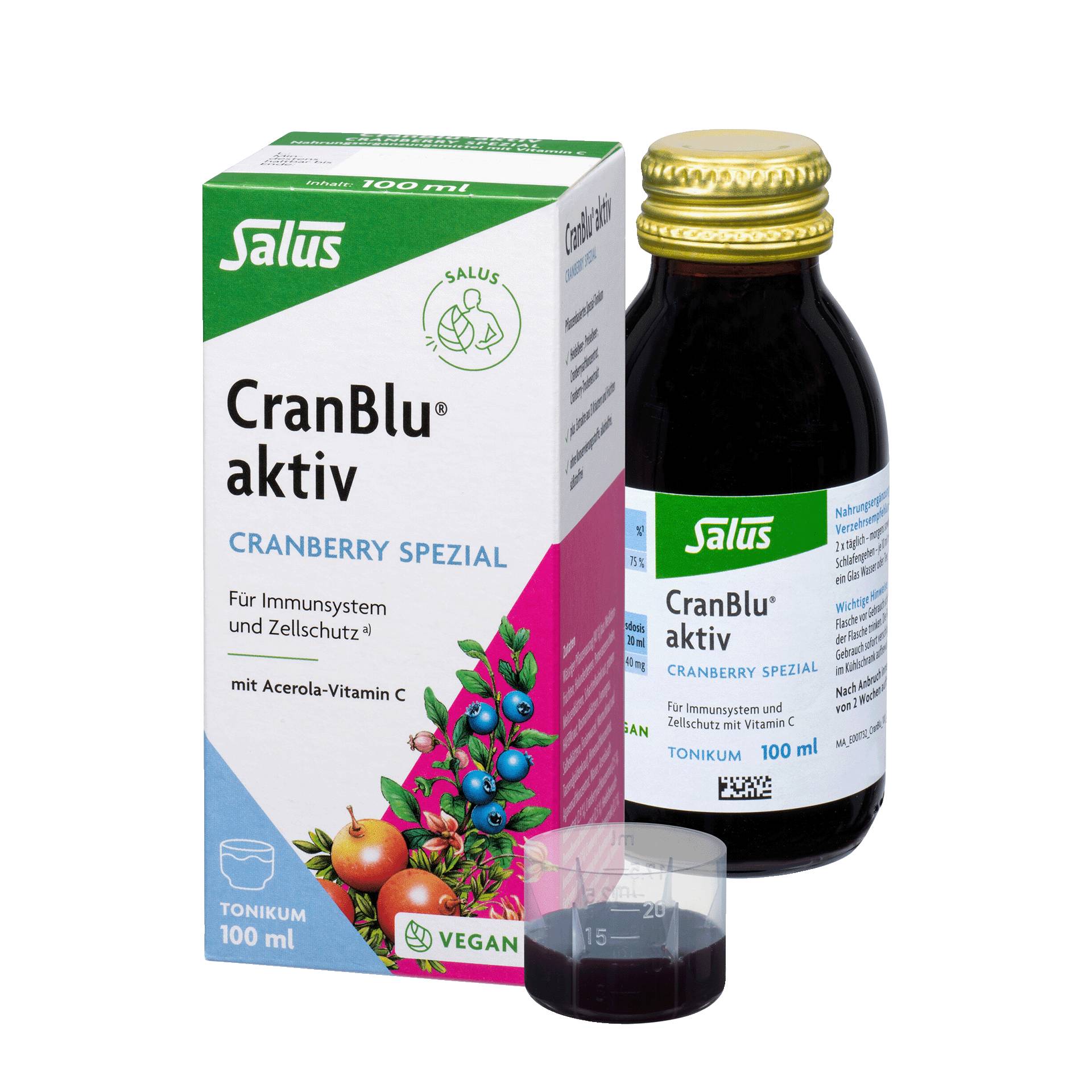 CranBlu aktiv 100 ml - Cranberry-Spezial-Tonikum mit Acerola-Vitamin C - vegan - Salus von Salus