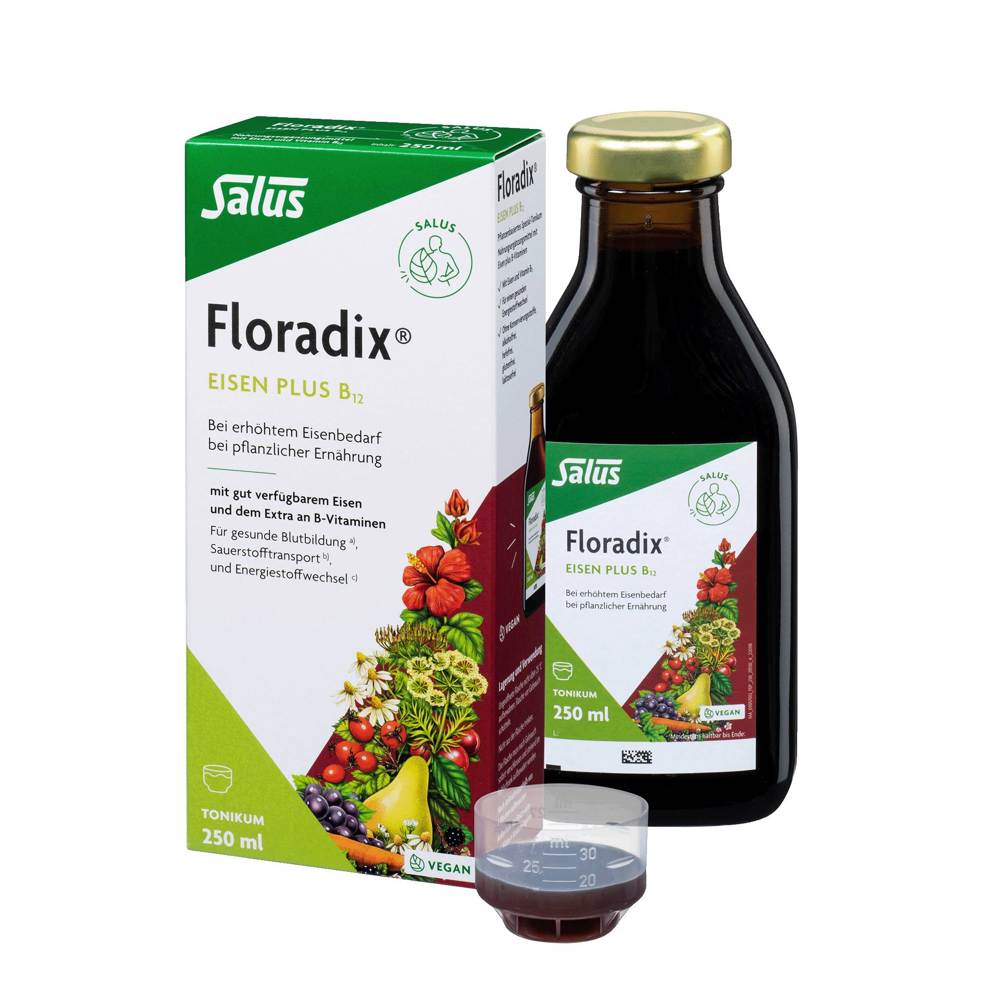 Floradix Eisen plus B12 vegan 250 ml - Gut für die Bildung roter Blutkörperchen - vegan - Salus Floradix Eisen plus B12 vegan 250 ml - Gut für die Bildung roter Blutkörperchen - vegan - Salus von Salus