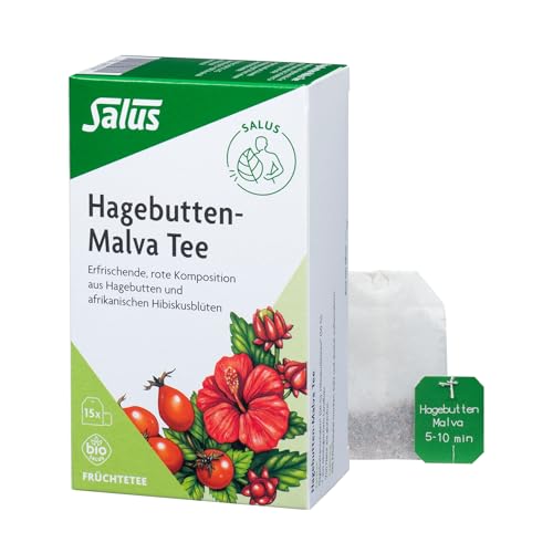 Salus - Hagebutten-Malva Tee - 1x 15 Filterbeutel (45 g) - Früchtetee - Komposition aus Hagebutten und afrikanischen Hibiskusblüten - erfrischend - bio von Salus