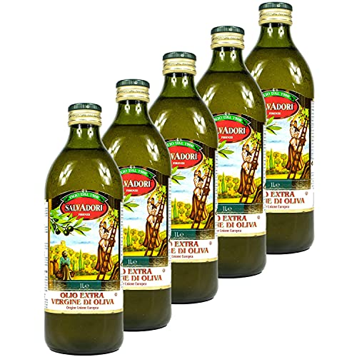 Salvadori - 5er Pack extra natives Olivenöl 1 Liter Glasflasche - Original Olio extra Vergine di Oliva aus Italien Salvadori - 5er Pack extra natives Olivenöl 1 Liter Glasflasche - Original Olio extra Vergine di Oliva aus Italien von Salvadori