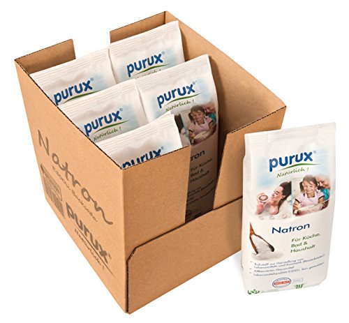purux Natron Pulver 5kg + 1kg Bonus, Lebensmittelqualität nachhaltig verpackt, Back Soda von purux