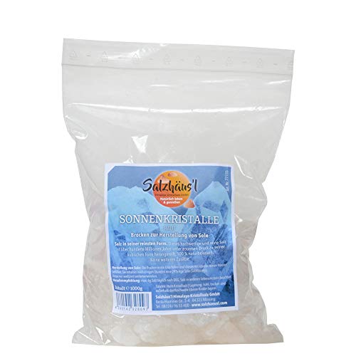 Kristallsalz *Sonnenkristalle, Halit * Salz Brocken für Sole, weiß SALZHÄUS`L / 1.000 g Nachfüllpackung/aus Pakistan von Salzhäus`l