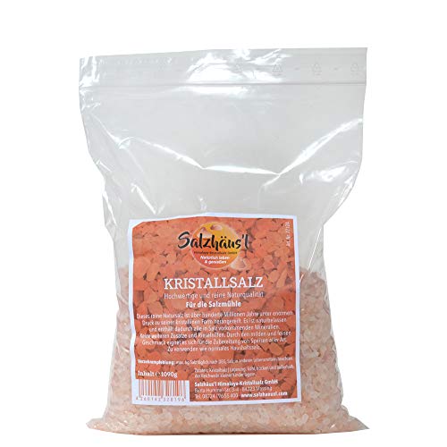 Kristallsalz Salz rosa SALZHÄUS`L granuliert für die Salzmühle / 1.090 g Nachfüllpackung / aus Pakistan von Salzhäus`l