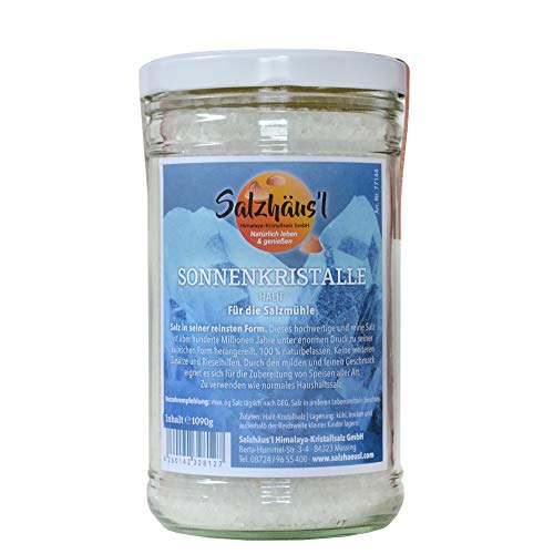 Kristallsalz HALIT weiß granuliert SALZHÄUS`L / für die Salzmühle / 1090 g im Glas / aus Pakistan von Salzhäus`l
