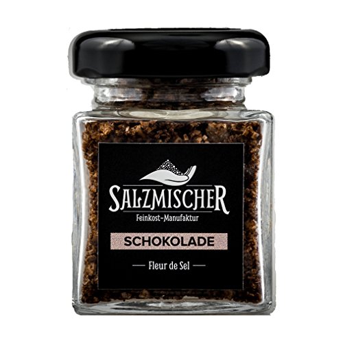 Salzmischer Salzmischung / Gewürzmischung 35g im Glas "Schokoladensalz" (Fleur de Sel aus Guérande mit Zartbitterschokolade) von Salzmischer