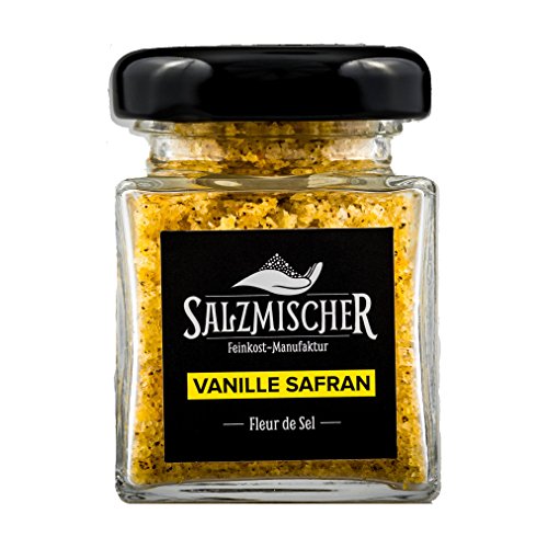 Salzmischer Salzmischung / Gewürzmischung 35g im Glas "Vanille Safran Salz" (Fleur de Sel de Guérande mit Bourbon Vanille und echtem Safran) von Salzmischer