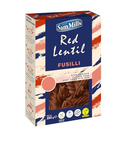 Sam Mills - Red Lentil Pasta - Glutenfreie Nudeln aus roten Linsen - Fusilli (250 g) - Pasta aus Hülsenfrüchten von Sam Mills
