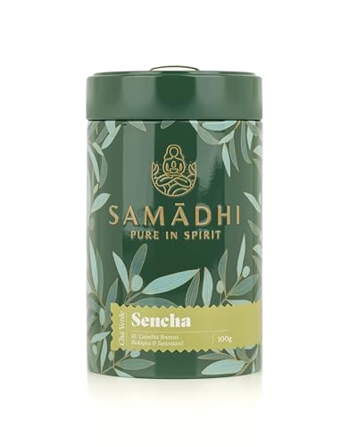 Tee 100% Bio Grüner Tee - 100g - Sencha Grüner Tee - Bitter, süß und gerösteter Geschmack - Ideal für den Genuss nach einer Mahlzeit - Teingehalt Stufe 4 - Gourmetprodukt aus portugiesischer Herkunft von Samadhi
