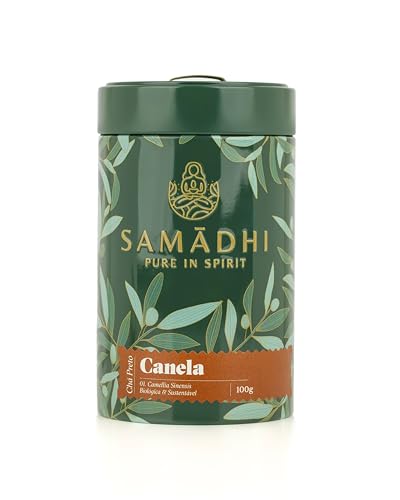 Tee 100% Bio Schwarzer Tee - Dose 100g - Schwarzer Tee mit Zimt - Süßer und milder Geschmack - Ideal für den Morgen - Koffeingehalt Stufe 8 - Gourmetprodukt aus portugiesischer Herkunft Tee 100% Bio Schwarzer Tee - Dose 100g - Schwarzer Tee mit Zimt - Süßer und milder Geschmack - Ideal für den Morgen - Koffeingehalt Stufe 8 - Gourmetprodukt aus portugiesischer Herkunft von Samadhi