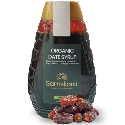 Bio Dattelsirup | 100% natürlich aus ökologischem Anbau und fairem Handel | Samskara | 500g Natürlicher Karamellsirup aus Datteln, ohne Zuckerzusatz, ideal für gesundes Süßen von Speisen Getränken von Samskara