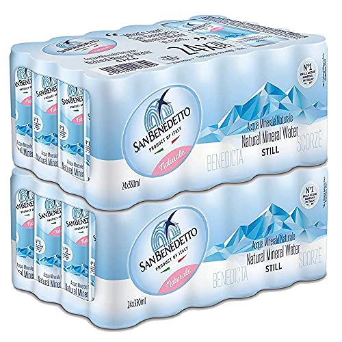 Natürliches Wasser San Benedetto Dose | 48 Milch 33 cl | Kunststoff frei | Maxi Format | Produkt mit reduzierter Umweltbelastung von San Benedetto Spa