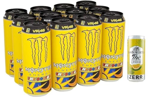 12er-Pack Monster The Doctor Energy Drink,Erfrischender alkoholfreier Energiegetränk mit Zitrusgeschmack,355ml Einwegdose + 1er-Pack Kostenlos San Benedetto Eistee mit Zitrone Ohne Zucker 330ml Dose von San Benedetto