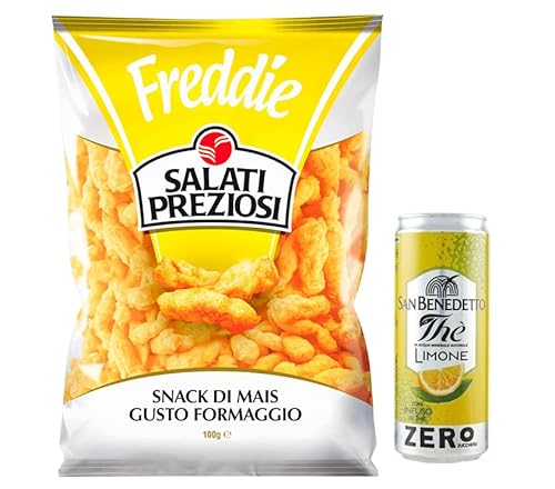 18er-Pack Salati Preziosi Snack di Mais,Mais Chips mit Käsegeschmack,Chips 100g-Beutel + 1er-Pack Kostenlos San Benedetto Eistee mit Zitrone Ohne Zucker 330ml Dose von San Benedetto