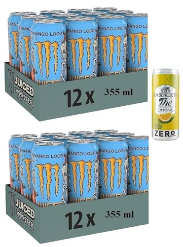 24er-Pack Monster Mango Loco Energy Drink,Erfrischender alkoholfreier Energiegetränk mit Exotischer Geschmack,355ml Einwegdose + 1er-Pack San Benedetto Eistee mit Zitrone Ohne Zucker 330ml Dose 24er-Pack Monster Mango Loco Energy Drink,Erfrischender alkoholfreier Energiegetränk mit Exotischer Geschmack,355ml Einwegdose + 1er-Pack San Benedetto Eistee mit Zitrone Ohne Zucker 330ml Dose von San Benedetto