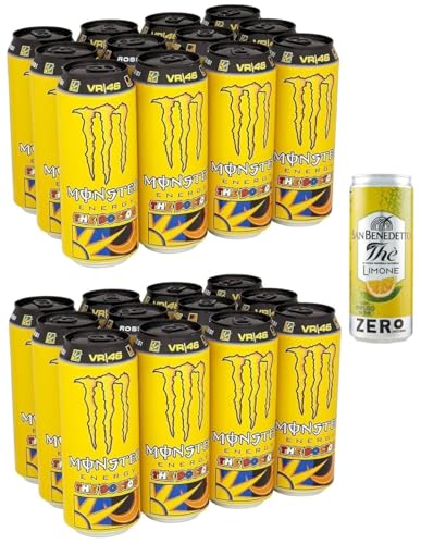 24er-Pack Monster The Doctor Energy Drink,Erfrischender alkoholfreier Energiegetränk mit Zitrusgeschmack,355ml Einwegdose + 1er-Pack Kostenlos San Benedetto Eistee mit Zitrone Ohne Zucker 330ml Dose von San Benedetto