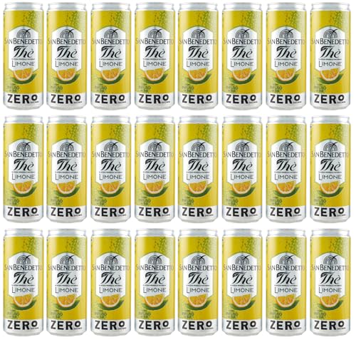 24er-Pack San Benedetto Thè Limone Zero,Erfrischendes Alkoholfreies Getränk,Eistee mit Zitrone Ohne Zucker,330ml Einwegdose von San Benedetto