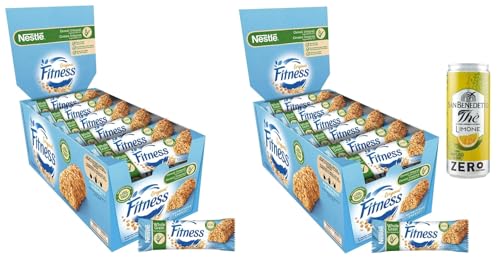 2er-Pack Nestlé Fitness Original Barrette di Cereali Integrali,Vollkornriegel,564g Packung,Jede Packung enthält 24 Riegel à 23,5g + 1er-Pack San Benedetto Eistee mit Zitrone Ohne Zucker 330ml Dose von San Benedetto