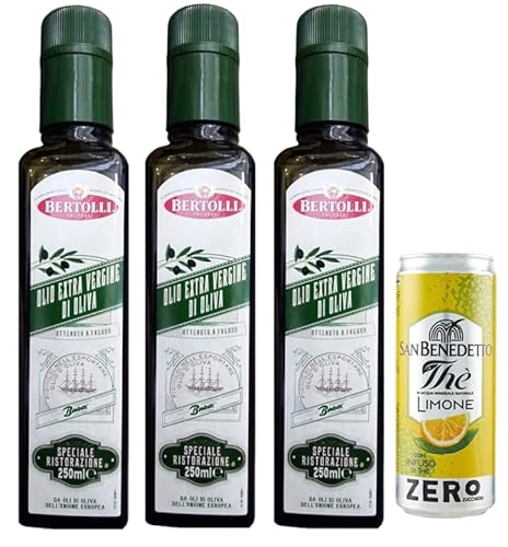 3er-Pack Bertolli Speciale Ristorazione Natives Olivenöl Extra,Olio Extra Vergine di Oliva,250ml + 1er-Pack Kostenlos San Benedetto Eistee mit Zitrone Ohne Zucker 330ml Dose von San Benedetto