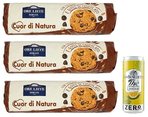 3er-Pack Ore Liete Cuor di Natura Biscotti,Kekse mit Getreide und Schokoladentropfen,mit Vollkornmehl und ohne Zuckerzusatz,250g + 1er-Pack San Benedetto Eistee mit Zitrone Ohne Zucker 330ml Dose 3er-Pack Ore Liete Cuor di Natura Biscotti,Kekse mit Getreide und Schokoladentropfen,mit Vollkornmehl und ohne Zuckerzusatz,250g + 1er-Pack San Benedetto Eistee mit Zitrone Ohne Zucker 330ml Dose von San Benedetto