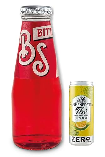 48er-Pack Bitter Salfa Rote Bitter,Italienischer Aperitif,Alkoholfreie Getränke,10cl Einweg-Glasflasche + 1er-Pack Kostenlos San Benedetto Eistee mit Zitrone Ohne Zucker 330ml Dose von San Benedetto