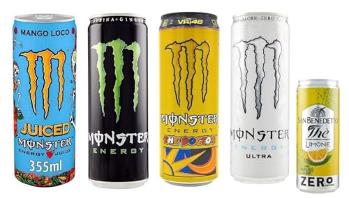 48er-Pack Testpaket Monster Energy Drink,Erfrischender alkoholfreier Energiegetränk,355ml Einwegdose + 1er-Pack Kostenlos San Benedetto Eistee mit Zitrone Ohne Zucker 330ml Dose von San Benedetto