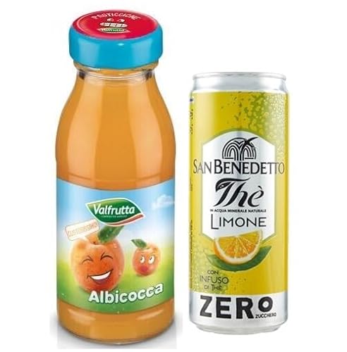 48er-Pack Valfrutta Succhi di Frutta Albicocca,Fruchtsaft mit italienische Aprikosen,Alkoholfreies Getränk,125ml Einweg-Glasflasche + 1er-Pack San Benedetto Eistee mit Zitrone Ohne Zucker 330ml Dose 48er-Pack Valfrutta Succhi di Frutta Albicocca,Fruchtsaft mit italienische Aprikosen,Alkoholfreies Getränk,125ml Einweg-Glasflasche + 1er-Pack San Benedetto Eistee mit Zitrone Ohne Zucker 330ml Dose von San Benedetto