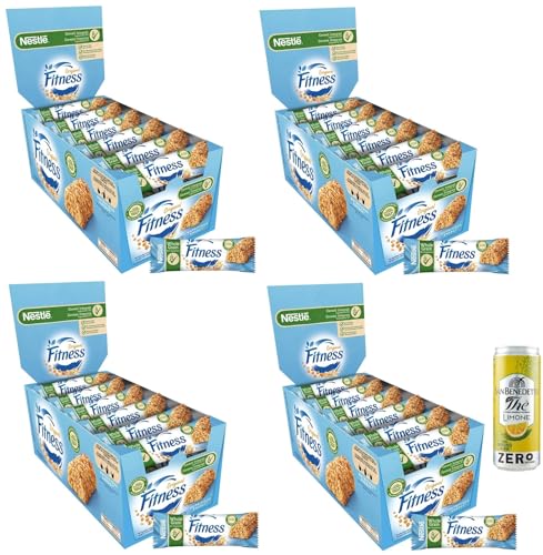 4er-Pack Nestlé Fitness Original Barrette di Cereali Integrali,Vollkornriegel,564g Packung,Jede Packung enthält 24 Riegel à 23,5g + 1er-Pack San Benedetto Eistee mit Zitrone Ohne Zucker 330ml Dose von San Benedetto